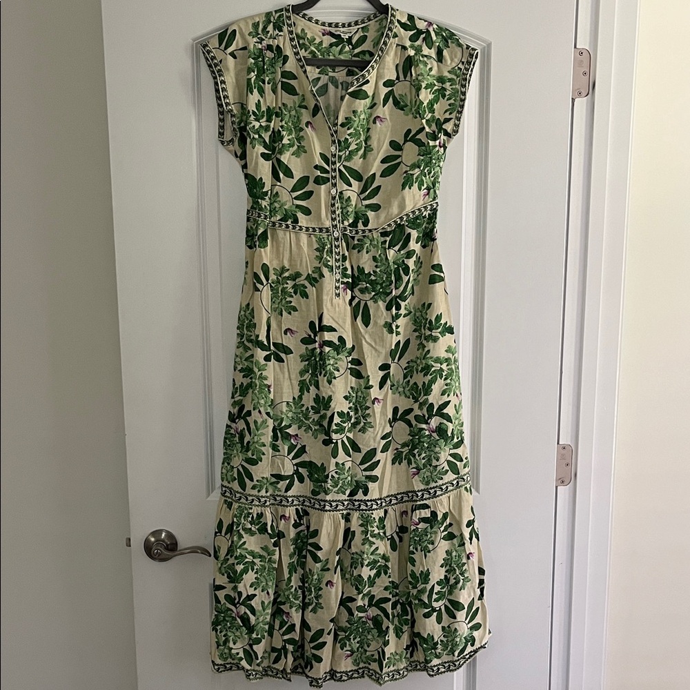 Max Studio Green and Cream Floral Maxi Dress